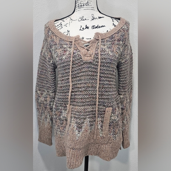 Free People Sweaters - Free People Love Bug Chunky Knit Fair Isle Sweater Boho Wool Blend Size XS